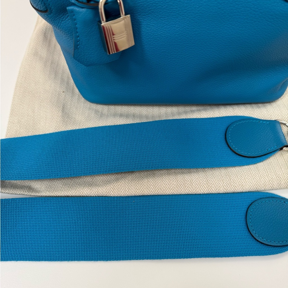 New Hermès Toolbox 20 Bleu Swift Leather Full Set Palladium Hardware Bag - Picture 15 of 16
